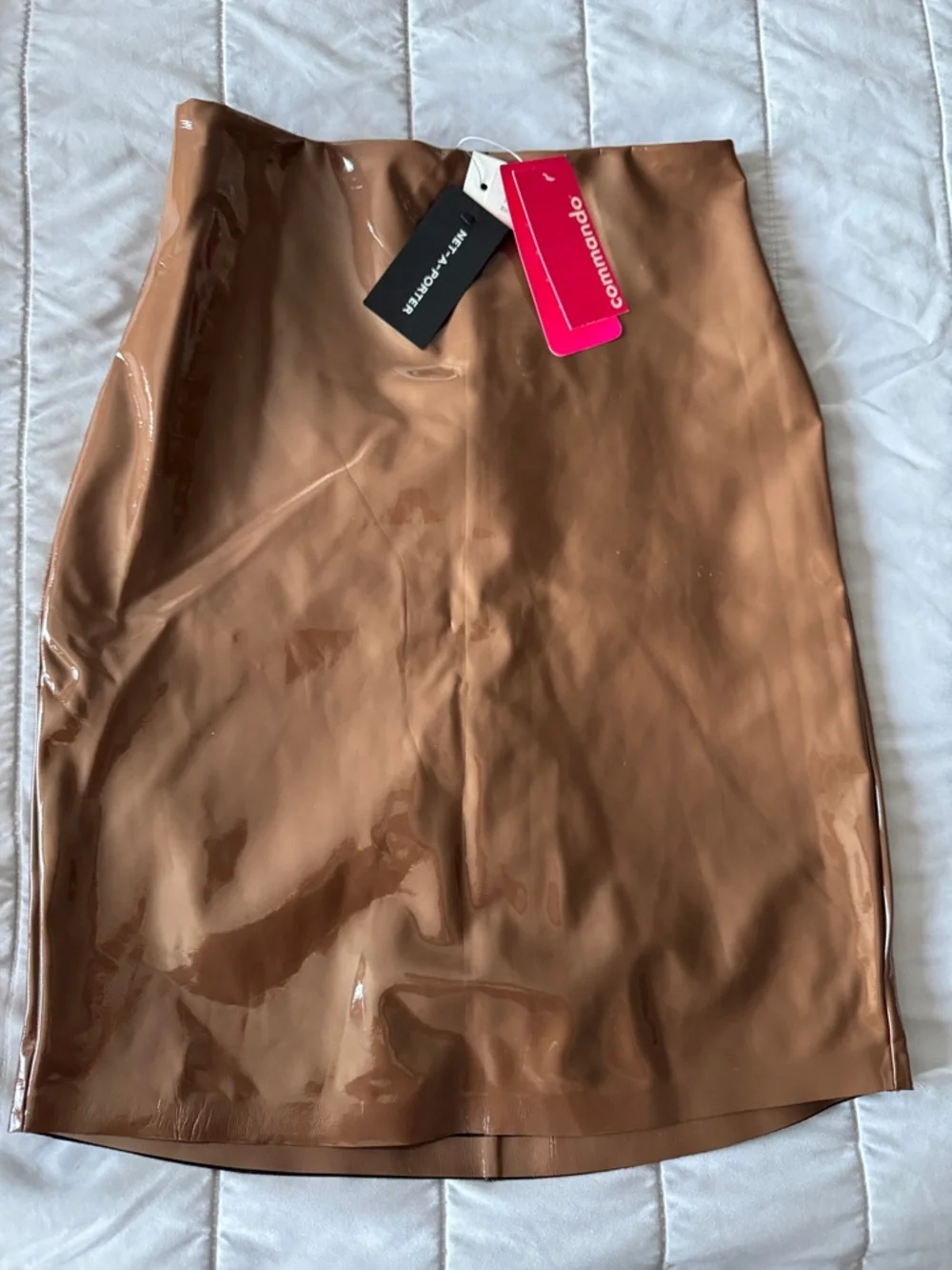Commando Faux Patent Leather Mini Skirt Cinnamon